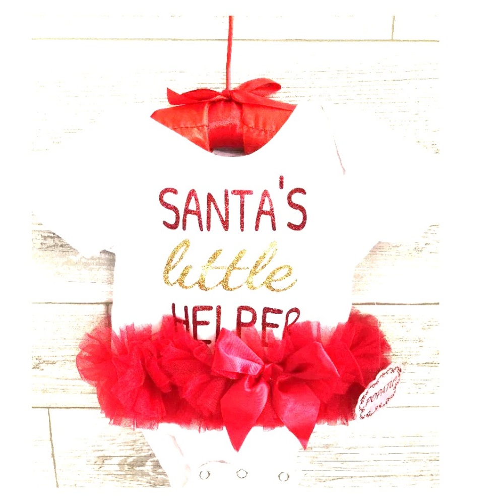 Santa’s little helper body suit 0-3 months - Picture 1 of 7
